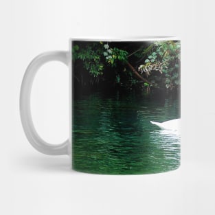 Elegant White Swan Floating in Lake Mug